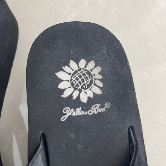 Yellow Box Sabbi Crystal Rhinestone Flip Flops Wedge Sandals Womens 8M - Picture 9 of 12